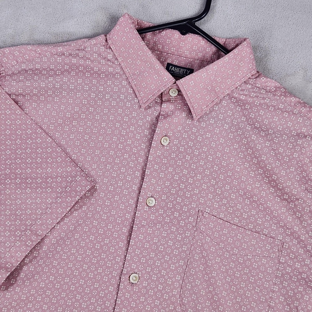 Faherty Brand Reserve The Movement Shirt Mens XL Pink Floral Short Sleeve Woven
